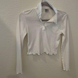White cropped collared top. Basic preppy white crop top.